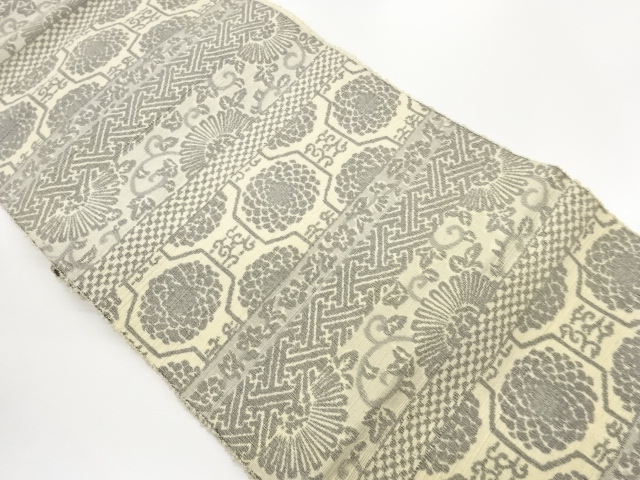 JAPANESE NAGOYA OBI / WOVEN FLOWER ARABESQUE